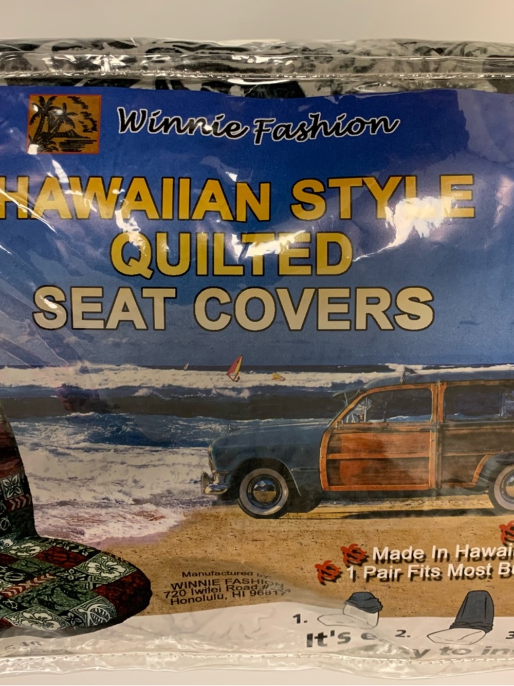 Hawaiian Style Quilted Seat Covers Pair from Winnie Fashion NEW